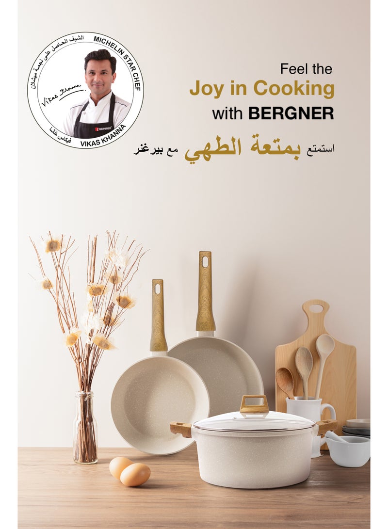 Bergner 28cm (3L) Forged Aluminum Wok with Trivet, Marble Non-Stick Coating Deep Frying Pan, Scratch-Resistant Stir-Fry Pan, Less Oil Use Healthy Cooking, Induction & Gas Stove Compatible - Image 5